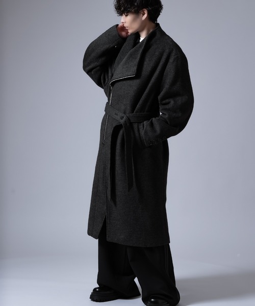 improves（インプローブス）の「ストール付き アシンメトリー ジップアップ コート（その他アウター・メンズ・ブラウン/チャコール・MEDIUM/LARGE）」の5枚目の写真