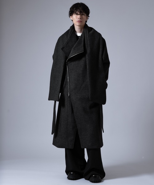 improves（インプローブス）の「ストール付き アシンメトリー ジップアップ コート（その他アウター・メンズ・ブラウン/チャコール・MEDIUM/LARGE）」の6枚目の写真