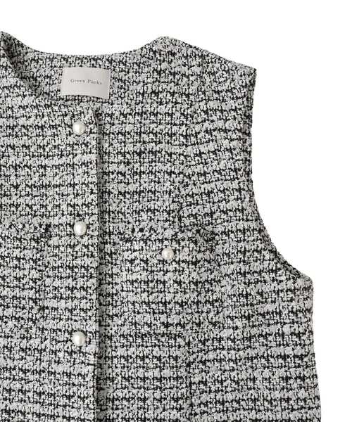 Green　Parks（グリーンパークス）の「O.ツイードペプラムベスト（ベスト・レディース・ブラック/グレー・FREE）」の8枚目の写真