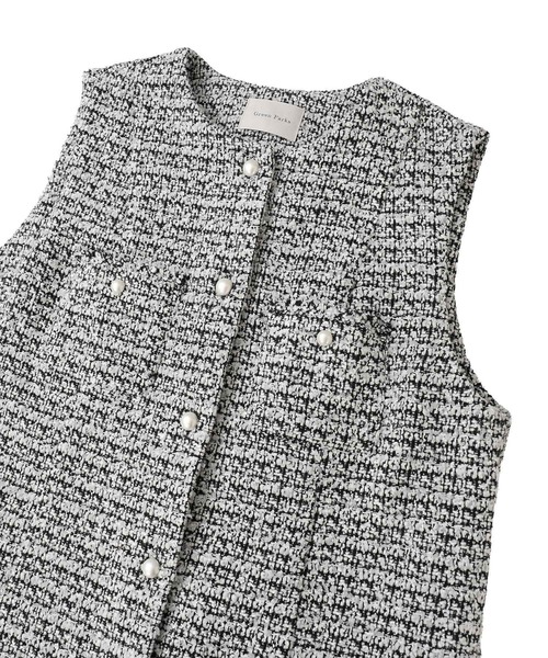 Green　Parks（グリーンパークス）の「O.ツイードペプラムベスト（ベスト・レディース・ブラック/グレー・FREE）」の10枚目の写真