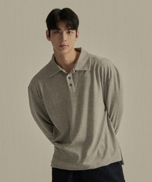 NINEZ（ナインゼット）の「ソフトテリーオーバーサイズ長袖カラーTシャツ（メランジグレー）24PL01（ポロシャツ）」