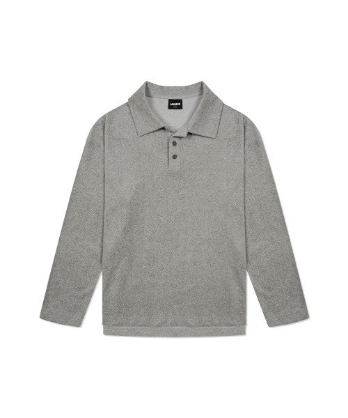 NINEZ(ナインゼット)の「ソフトテリーオーバーサイズ長袖カラーTシャツ(メランジグレー)24PL01(ポロシャツ・メンズ・ミックスグレー・M/L/XL)」の4枚目の写真