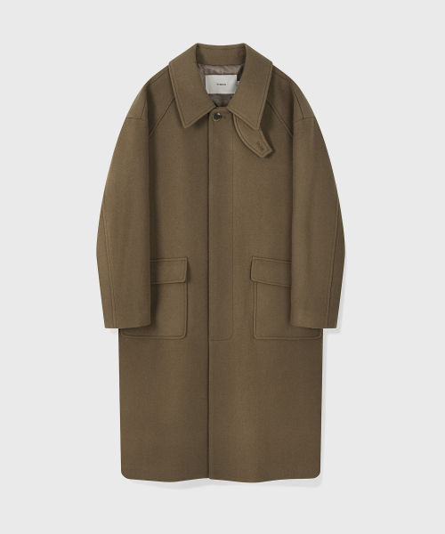 [WOOL 80] ウールセミオーバーフィットバルマカンコート_サンド