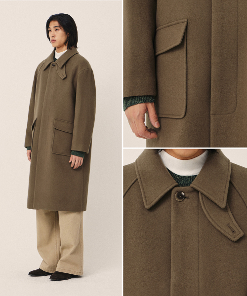 KIIMUIR（キミュア）の「[WOOL 80] ウールセミオーバーフィットバルマカンコート_サンド（チェスターコート・レディース・サンドベージュ・MEDIUM/LARGE）」の12枚目の写真