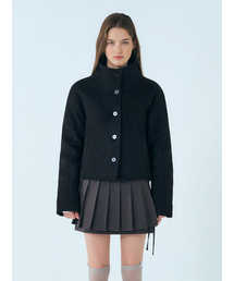 ETMON(�G�g����)��Camel Hair High-Neck Coat, Black(�_�b�t���R�[�g)