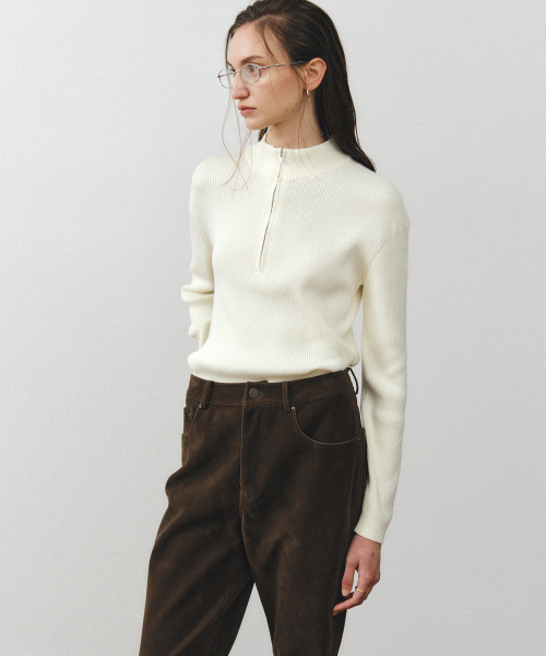 NOIRER FOR WOMAN(ノイアーフォーウーマン)の「コットンジップアップニットTシャツ(アイボリー)(ニット/セーター・レディース・その他・FREE)」の1枚目の写真