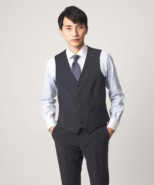 green label relaxing（グリーンレーベルリラクシング）の「A+ TWPU トロピカル無地 スリム 5B セットアップ ベスト -ウォッシャブル-（スーツベスト・メンズ・ブラック/ネイビー/ダークグレー/ロイヤルブルー/ダークブラウン・L/XXL/XL/S/M）」の5枚目の写真