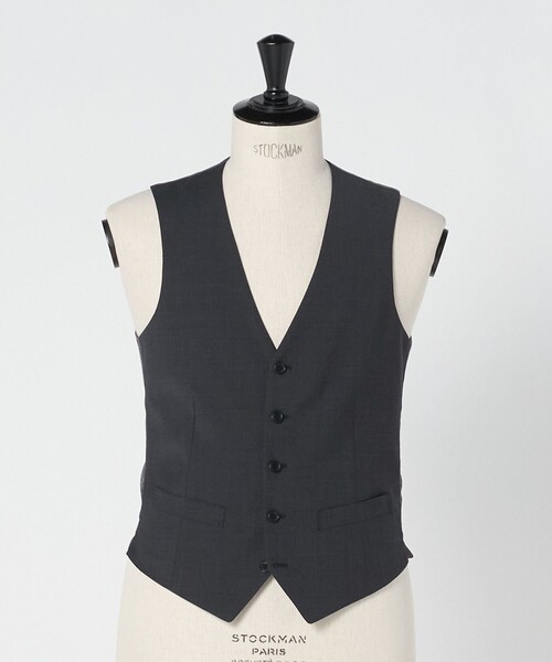 green label relaxing（グリーンレーベルリラクシング）の「A+ TWPU トロピカル無地 スリム 5B セットアップ ベスト -ウォッシャブル-（スーツベスト・メンズ・ブラック/ネイビー/ダークグレー/ロイヤルブルー/ダークブラウン・L/XXL/XL/S/M）」の11枚目の写真