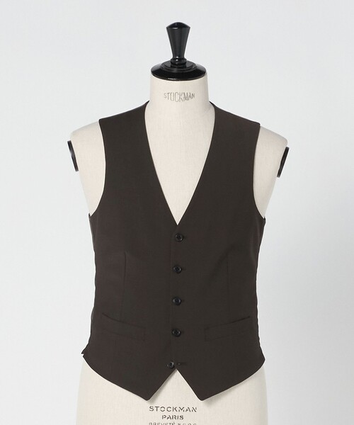 green label relaxing（グリーンレーベルリラクシング）の「A+ TWPU トロピカル無地 スリム 5B セットアップ ベスト -ウォッシャブル-（スーツベスト・メンズ・ブラック/ネイビー/ダークグレー/ロイヤルブルー/ダークブラウン・L/XXL/XL/S/M）」の16枚目の写真