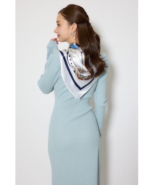 rienda（リエンダ）の「スカーフ付きマーメイドニットワンピース 春服（ワンピース・レディース・ライトブルー/ネイビー/ベージュ・FREE）」の9枚目の写真