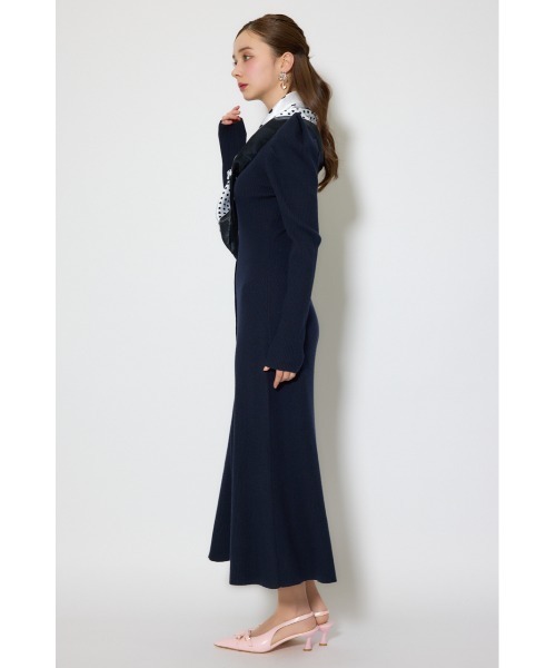 rienda（リエンダ）の「スカーフ付きマーメイドニットワンピース 春服（ワンピース・レディース・ライトブルー/ネイビー/ベージュ・FREE）」の16枚目の写真