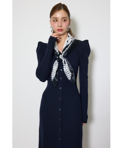 セール】スカーフ付きマーメイドニットワンピース 春服（ワンピース