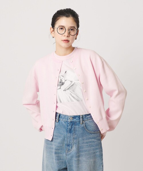 BEAUTY&YOUTH UNITED ARROWS(ビューティーアンドユースユナイテッドアローズ)の「コットンブレンド コンパクトクルーネック カーディガン ウォッシャブル(カーディガン/ボレロ・レディース・ピンク/ダークグレー/オフホワイト・FREE)」の1枚目の写真