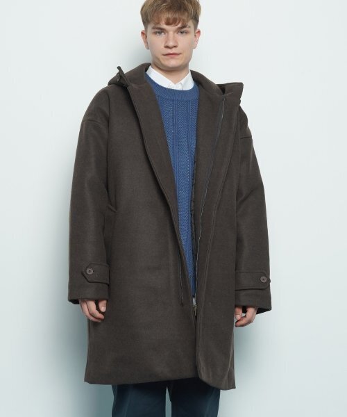 THE-ABON(エイボン)の「M217 wool hood coat brwon(チェスターコート・メンズ・ブラウン・FREE)」の1枚目の写真