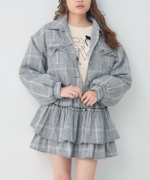 ems excite（エムズエキサイト）の「【セットアイテム】リボン中綿BZ＆フリルSKセット（その他アウター・レディース・ブラウン/ブラック系その他2/チャコールグレー・FREE）」の3枚目の写真