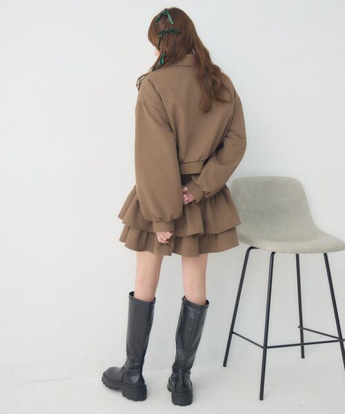 ems excite（エムズエキサイト）の「【セットアイテム】リボン中綿BZ＆フリルSKセット（その他アウター・レディース・ブラウン/ブラック系その他2/チャコールグレー・FREE）」の9枚目の写真