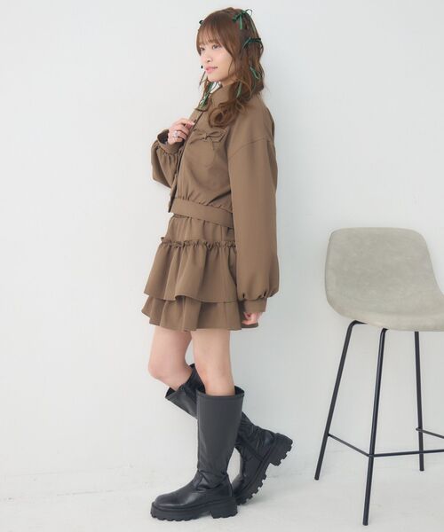 ems excite（エムズエキサイト）の「【セットアイテム】リボン中綿BZ＆フリルSKセット（その他アウター・レディース・ブラウン/ブラック系その他2/チャコールグレー・FREE）」の10枚目の写真