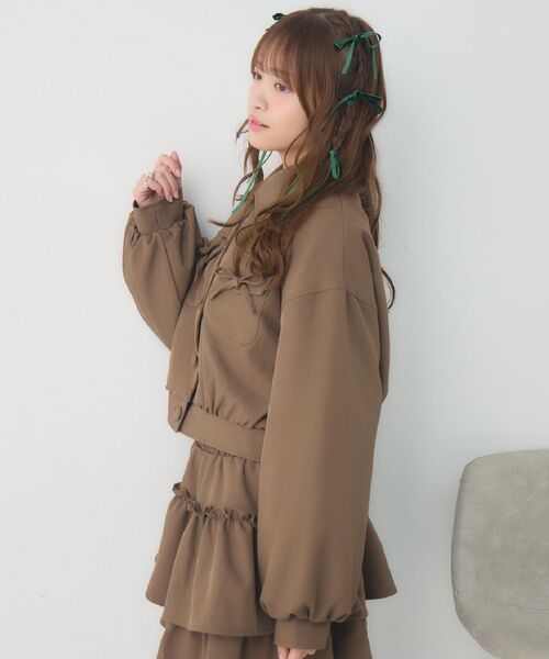 ems excite（エムズエキサイト）の「【セットアイテム】リボン中綿BZ＆フリルSKセット（その他アウター・レディース・ブラウン/ブラック系その他2/チャコールグレー・FREE）」の14枚目の写真