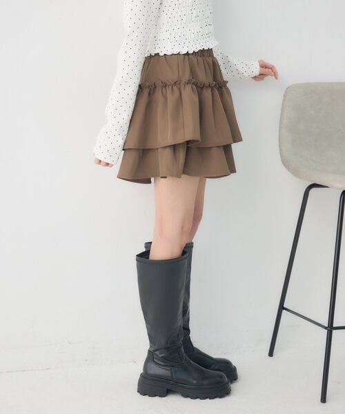 ems excite（エムズエキサイト）の「【セットアイテム】リボン中綿BZ＆フリルSKセット（その他アウター・レディース・ブラウン/ブラック系その他2/チャコールグレー・FREE）」の16枚目の写真