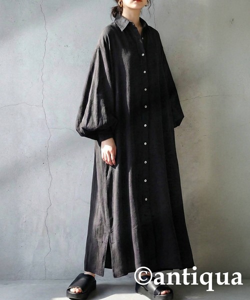 antiqua(アンティカ)の「3D袖 シャツワンピース(シャツワンピース・レディース・ブラック/ブルー系その他・P/R)」の2枚目の写真