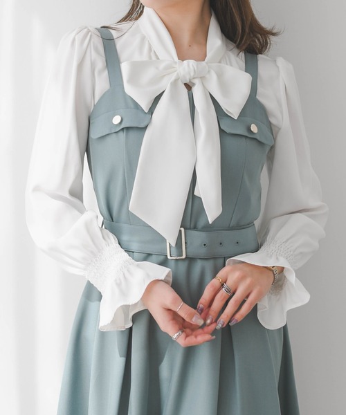 MISCH MASCH(ミッシュマッシュ)の「2026春夏新作 ボウタイシャーリングブラウス(シャツ/ブラウス・レディース・ブルー/ホワイト/ホワイト×ブラック/イエロー・フリ-)」の21枚目の写真