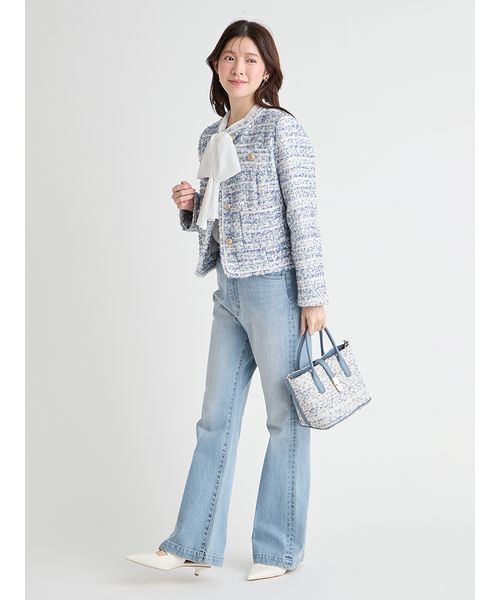 CELFORD（セルフォード）の「【セットアップ対応】フリンジツイードジャケット（テーラードジャケット・レディース・マルチ/ブルー/ミント・36/38）」の9枚目の写真