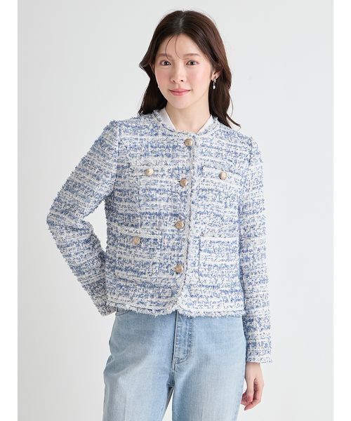 CELFORD（セルフォード）の「【セットアップ対応】フリンジツイードジャケット（テーラードジャケット・レディース・マルチ/ブルー/ミント・36/38）」の10枚目の写真