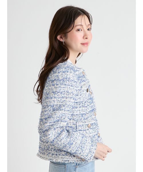 CELFORD（セルフォード）の「【セットアップ対応】フリンジツイードジャケット（テーラードジャケット・レディース・マルチ/ブルー/ミント・36/38）」の12枚目の写真