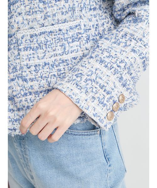 CELFORD（セルフォード）の「【セットアップ対応】フリンジツイードジャケット（テーラードジャケット・レディース・マルチ/ブルー/ミント・36/38）」の14枚目の写真