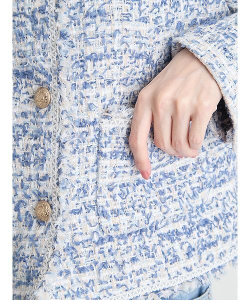 CELFORD（セルフォード）の「【セットアップ対応】フリンジツイードジャケット（テーラードジャケット・レディース・マルチ/ブルー/ミント・36/38）」の16枚目の写真