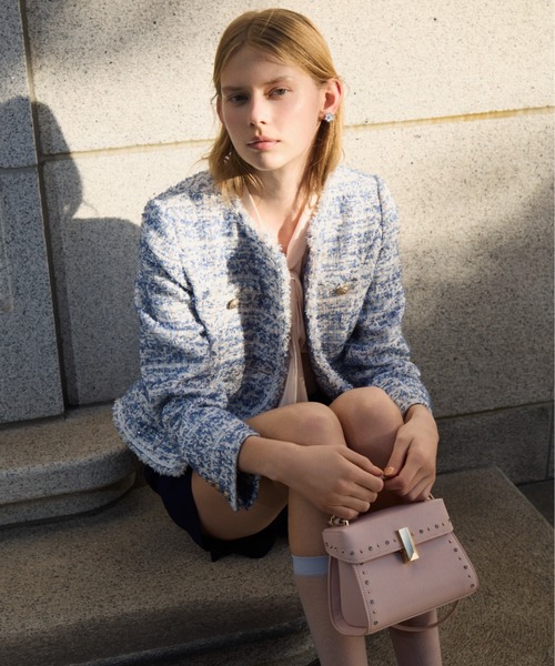 CELFORD（セルフォード）の「【セットアップ対応】フリンジツイードジャケット（テーラードジャケット・レディース・マルチ/ブルー/ミント・36/38）」の2枚目の写真