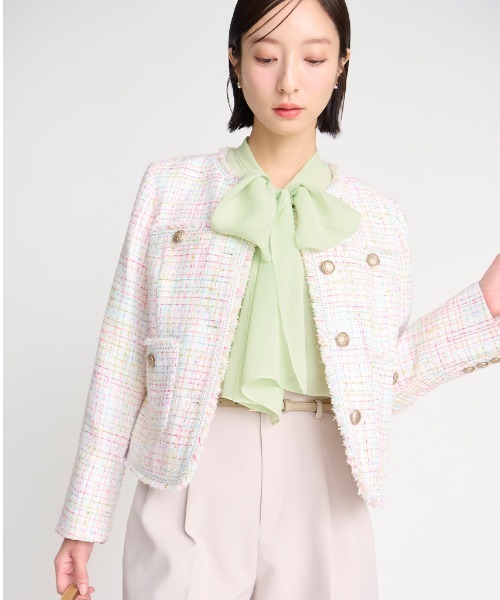 CELFORD（セルフォード）の「【セットアップ対応】フリンジツイードジャケット（テーラードジャケット・レディース・マルチ/ブルー/ミント・36/38）」の8枚目の写真