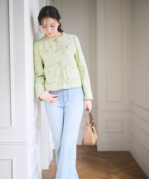 CELFORD（セルフォード）の「【セットアップ対応】フリンジツイードジャケット（テーラードジャケット・レディース・マルチ/ブルー/ミント・36/38）」の7枚目の写真