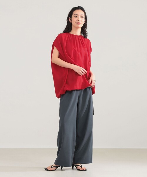 Demi-Luxe BEAMS（デミルクス ビームス）の「【8/6値下げ】AK+1 / リヨセル ギャザー プルオーバー（シャツ/ブラウス・レディース・ブラック/レッド・ONE SIZE）」の8枚目の写真
