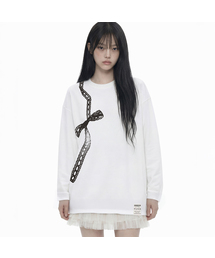 [ユニセックス]リボンサイドロングスリーブTシャツ_3カラー