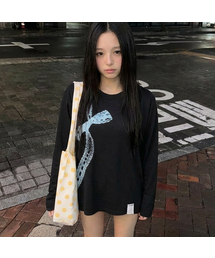 [ユニセックス]リボンサイドロングスリーブTシャツ_3カラー