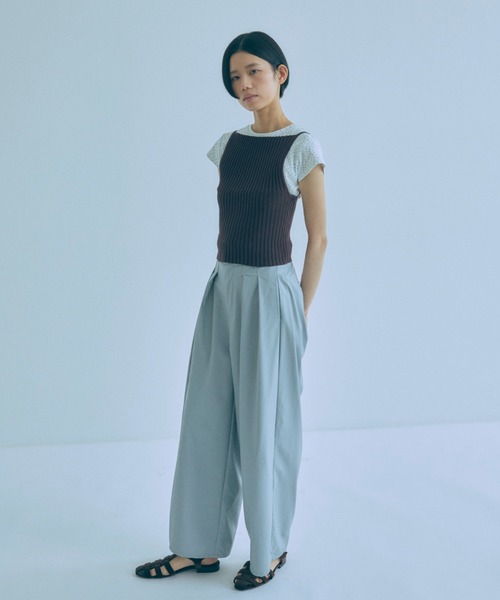Washable Faux Leather Tuck Wide Pants（その他パンツ）｜EN NEUME