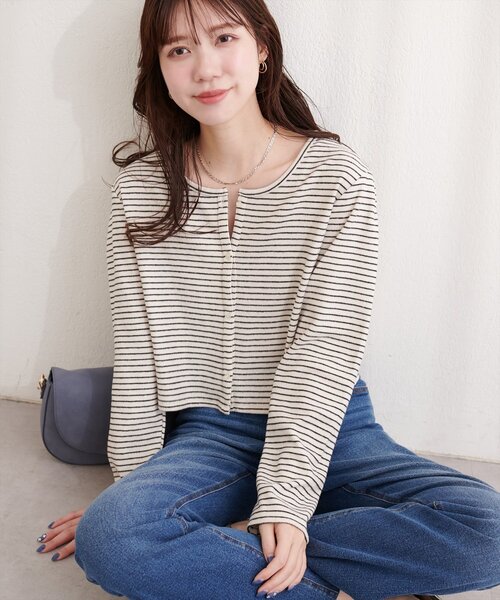 natural couture(ナチュラルクチュール)の「起毛フラッフィー2WAYカーデ(カーディガン/ボレロ・レディース・ピンク/チャコールグレー/その他1/サックスブルー/アイボリー・FREE)」の7枚目の写真