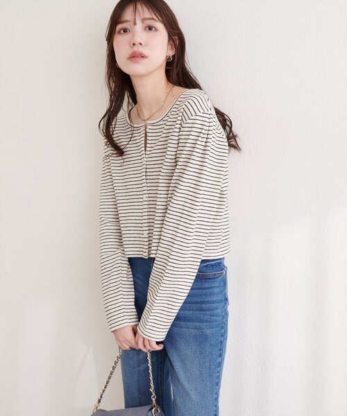 natural couture(ナチュラルクチュール)の「起毛フラッフィー2WAYカーデ(カーディガン/ボレロ・レディース・ピンク/チャコールグレー/その他1/サックスブルー/アイボリー・FREE)」の8枚目の写真