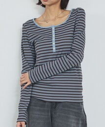 abahouse mavie | ボーダーヘンリーネックプルオーバー(Tシャツ/カットソー)