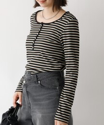 abahouse mavie | ボーダーヘンリーネックプルオーバー(Tシャツ/カットソー)