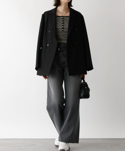 abahouse mavie（アバハウスマヴィ）の「ボーダーヘンリーネックプルオーバー（Tシャツ/カットソー・レディース・ブラック/グレー/オフホワイト・フリー）」の20枚目の写真