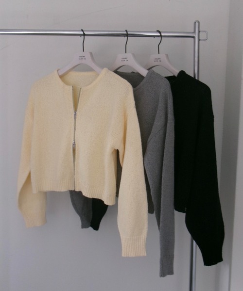 COLONY 2139(コロニートゥーワンスリーナイン)の「ミニブークレWジップカーディガン(カーディガン/ボレロ・レディース・ホワイト/レッド/イエロー/グレー/ブラック・FREE)」の6枚目の写真