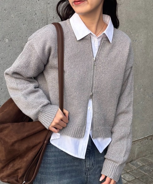 COLONY 2139(コロニートゥーワンスリーナイン)の「ミニブークレWジップカーディガン(カーディガン/ボレロ・レディース・ホワイト/レッド/イエロー/グレー/ブラック・FREE)」の20枚目の写真