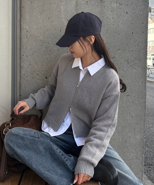 COLONY 2139(コロニートゥーワンスリーナイン)の「ミニブークレWジップカーディガン(カーディガン/ボレロ・レディース・ホワイト/レッド/イエロー/グレー/ブラック・FREE)」の19枚目の写真