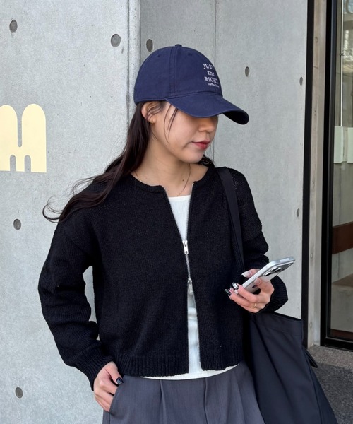 COLONY 2139(コロニートゥーワンスリーナイン)の「ミニブークレWジップカーディガン(カーディガン/ボレロ・レディース・ホワイト/レッド/イエロー/グレー/ブラック・FREE)」の17枚目の写真