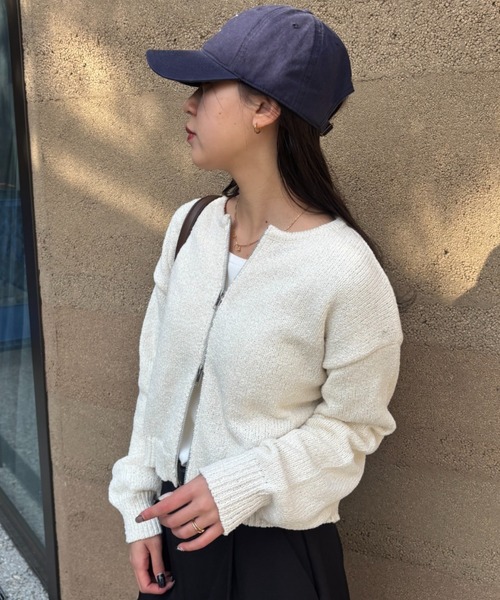 COLONY 2139(コロニートゥーワンスリーナイン)の「ミニブークレWジップカーディガン(カーディガン/ボレロ・レディース・ホワイト/レッド/イエロー/グレー/ブラック・FREE)」の9枚目の写真