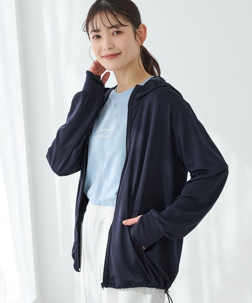 Honeys(ハニーズ)の「【ハニさら・アクティブウェア・速乾ドライ・抗菌防臭・UVカット】ラッシュガードパーカー(パーカー・レディース・ネイビー/ライトグレー・S/M/LL/L)」の22枚目の写真