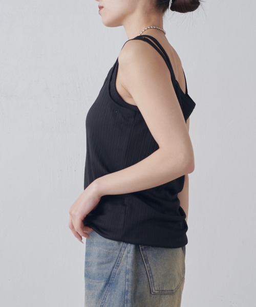 Lui's（ルイス）の「レイヤード風カップ付きタンクトップ（タンクトップ・レディース・ブラウン/アイボリー/ブラック・FREE）」の17枚目の写真