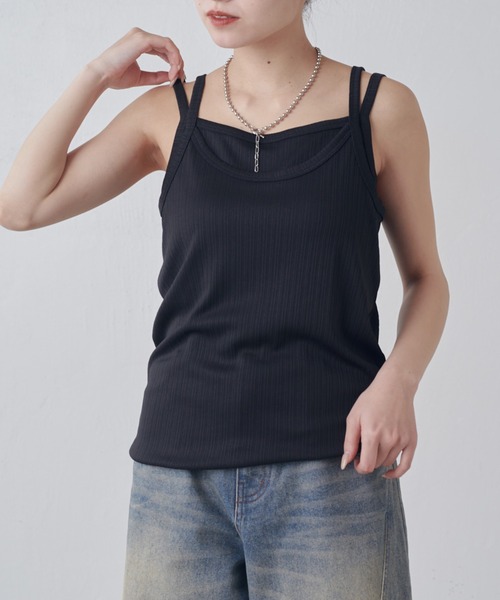 Lui's（ルイス）の「レイヤード風カップ付きタンクトップ（タンクトップ・レディース・ブラウン/アイボリー/ブラック・FREE）」の18枚目の写真